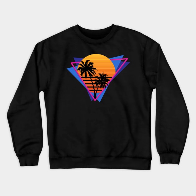 80s Inspired Synthwave Sunset Design Crewneck Sweatshirt by Brobocop